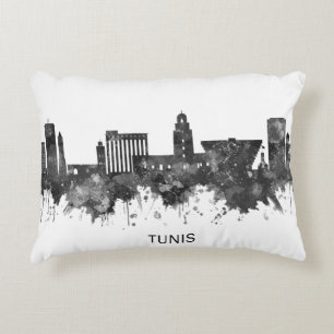Tunis Tunisia Skyline BW Accent Pillow