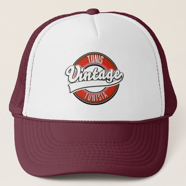 Tunis Tunisia vintage style logo Trucker Hat (Front)