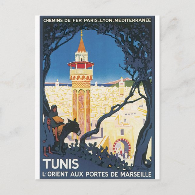 Tunis Vintage Travel Poster Postcard (Front)
