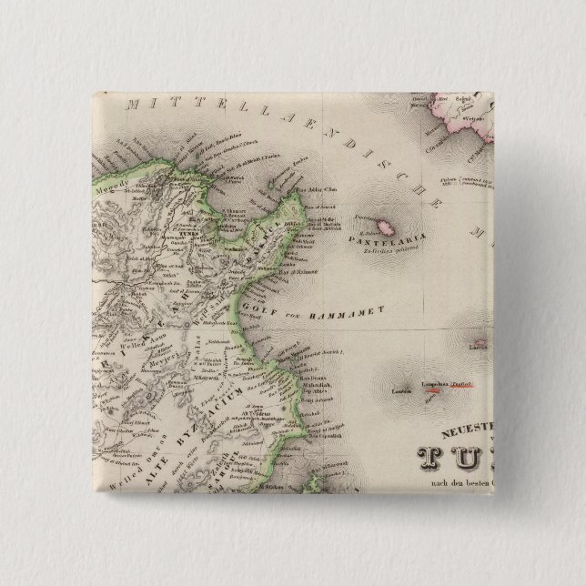 Tunisia 2 Inch Square Button (Front)