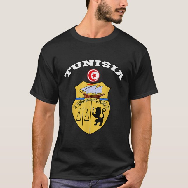 Tunisia Coat of arms Tee Flag souvenir Tunis (Front)