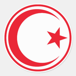 Tunisia country flag roundel round symbol army nat classic round sticker