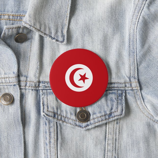 Tunisia flag 3 inch round button (In Situ)