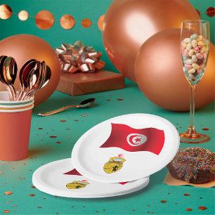Tunisia Flag and Coat of Arms Patriotic Tunisian  Paper Plate