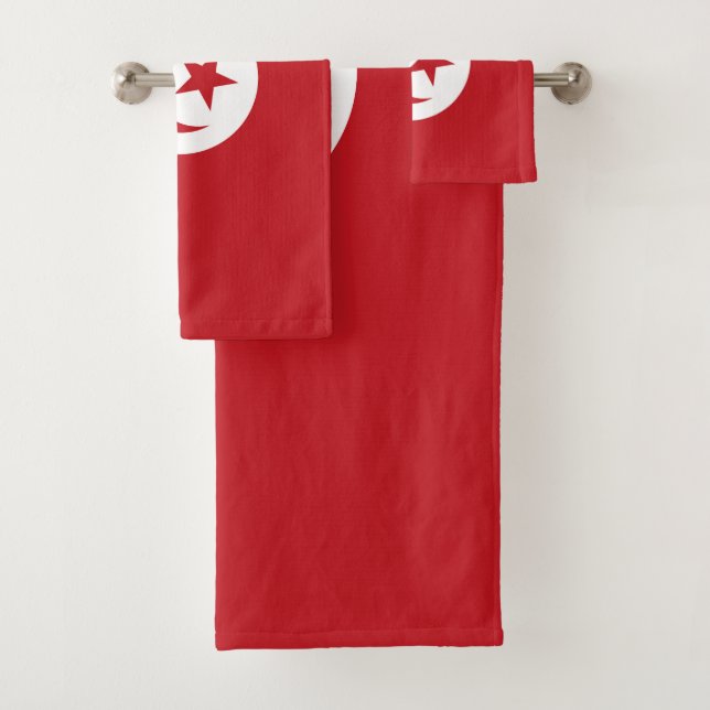 Tunisia flag bath towel set (Insitu)