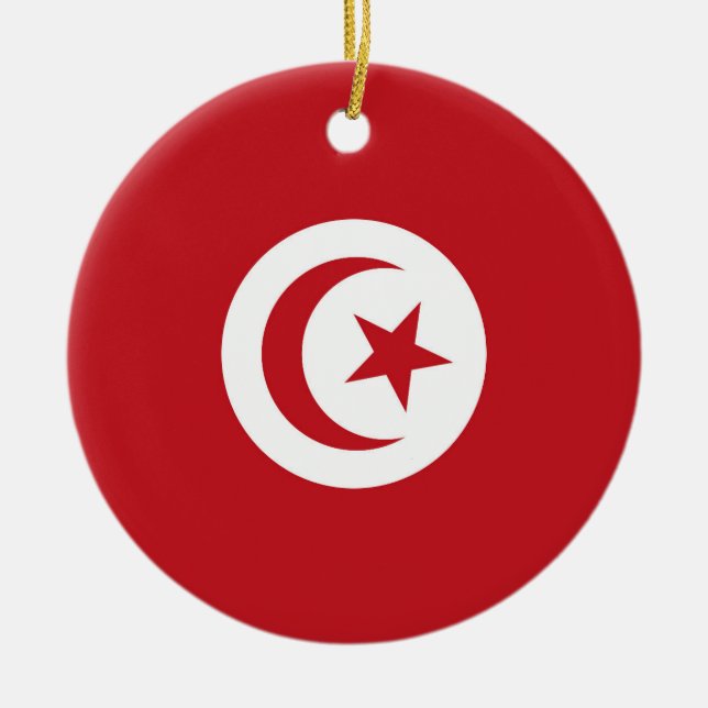 Tunisia flag ceramic ornament (Front)