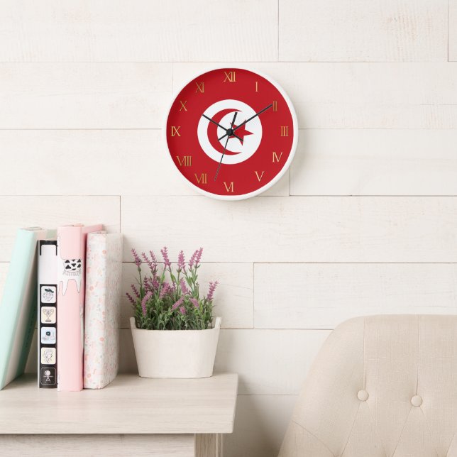 Tunisia flag clock (Reading Room)