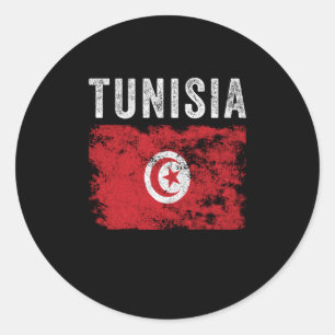 Tunisia Flag Distressed - Tunisian Flag Classic Round Sticker