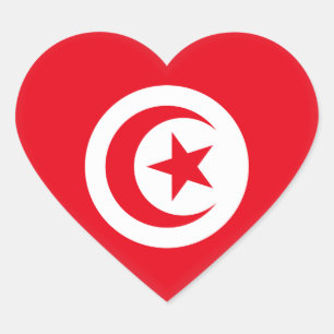 Tunisia Flag Heart Sticker