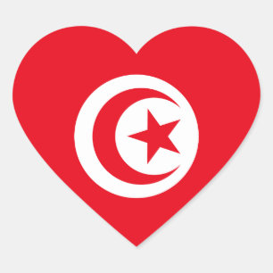 Tunisia Flag Heart Sticker