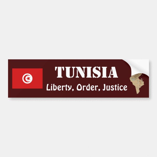 Tunisia Flag + Map Bumper Sticker (Front)