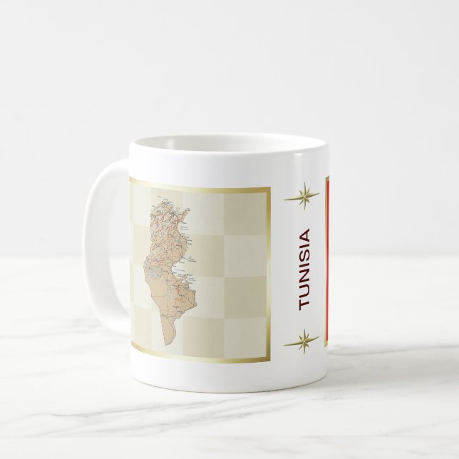 Tunisia Flag + Map Mug (Front Left)