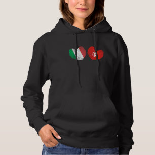 Tunisia Italy Heart Italian Flag Tunisian Flag Lov Hoodie