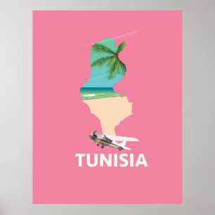 Tunisia Map travel poster