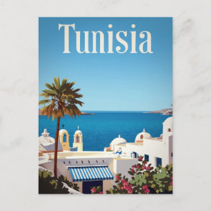 Tunisia Mediterranean Coast Retro Postcard