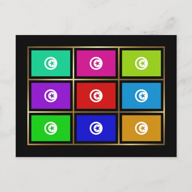 Tunisia Multihue Flags Postcard (Front)