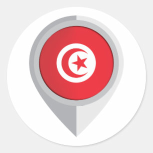 Tunisia Pin Location Flag Classic Round Sticker
