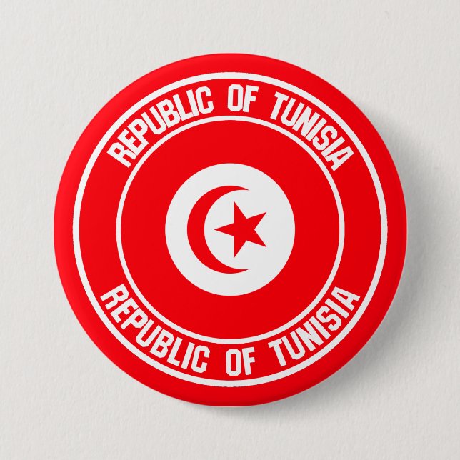Tunisia Round Emblem 3 Inch Round Button (Front)