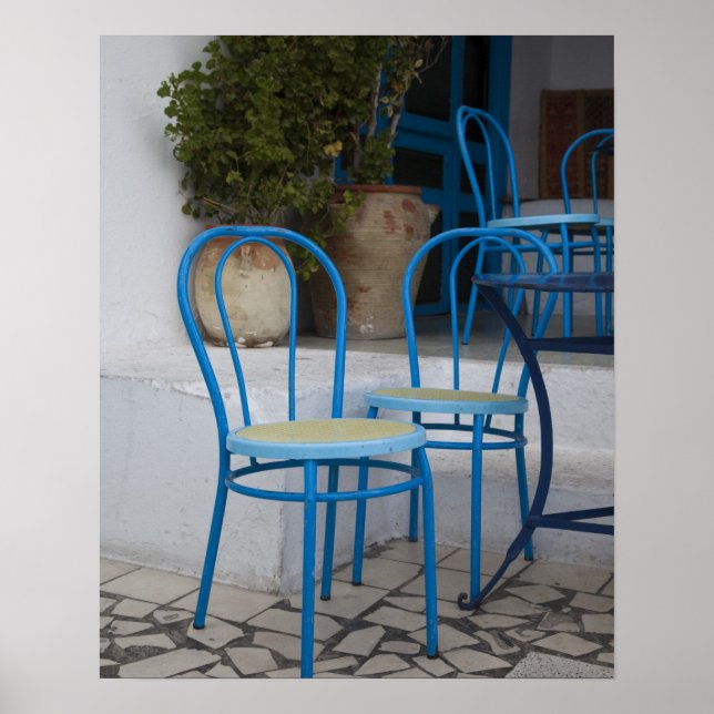 Tunisia, Sidi Bou Said, cafe chairs Poster (Front)
