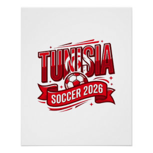 Tunisia Soccer 2026 Soccer Bold Country Typography Poster