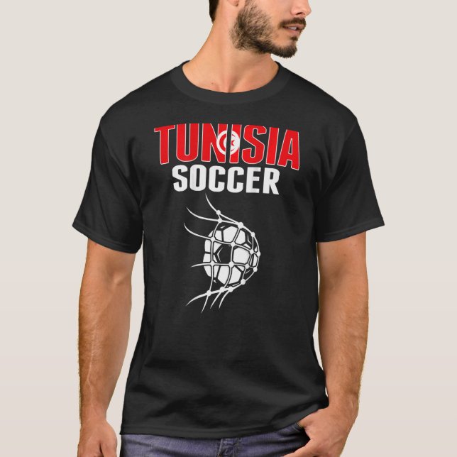 Tunisia Soccer Ball In Net  Tunisia Football Suppo T-Shirt (Front)