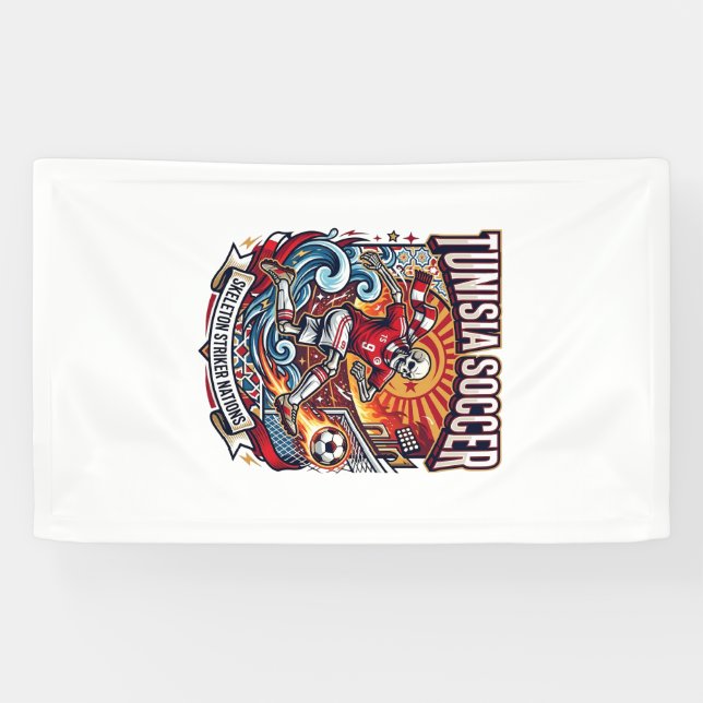 Tunisia Soccer Skeleton Striker Nations Premium Sp Banner (Horizontal)
