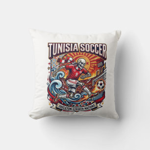 Tunisia Soccer Skeleton Striker Nations Premium Sp Throw Pillow