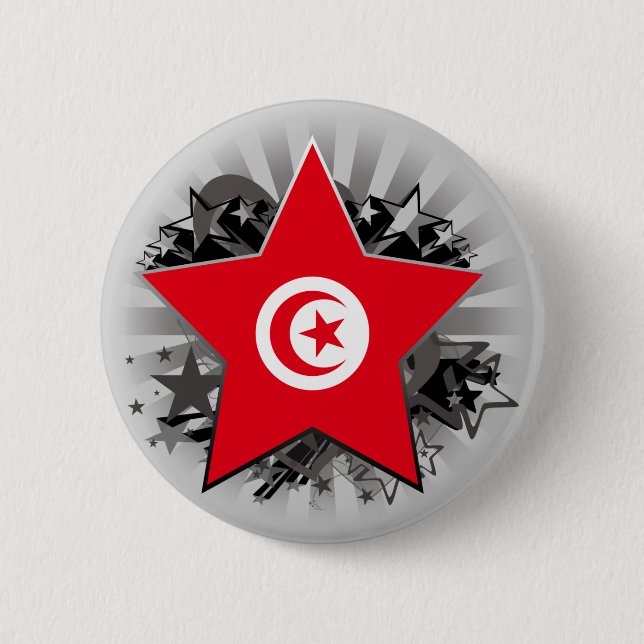 Tunisia Star 2 Inch Round Button (Front)