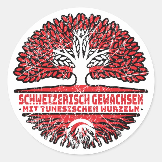 Tunisia Tunesisch Schweizer Schweiz Baum Wurzel Classic Round Sticker (Front)