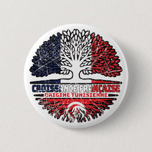 Tunisia Tunisian French France Tree Roots Flag 2 Inch Round Button
