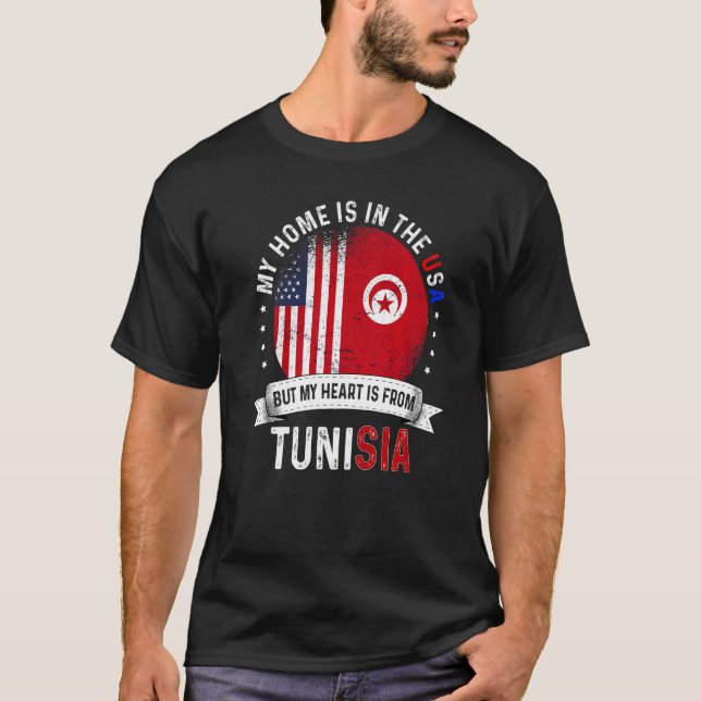 Tunisian American Patriot Heart is from Tunisia Fl T-Shirt (Front)