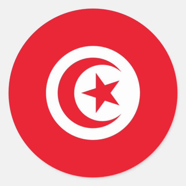 Tunisian Flag, Flag of Tunisia Classic Round Sticker (Front)