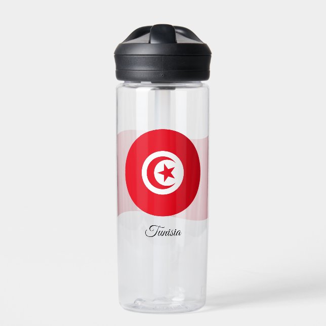 Tunisian Flag, Patriotic Tunisia Water Bottle (Front)
