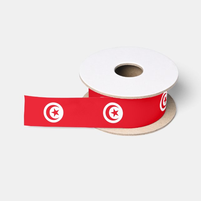 Tunisian Flag & Tunisia travel, holiday/sports Satin Ribbon (Spool)