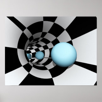 Tunnel Chequered Abstract Poster