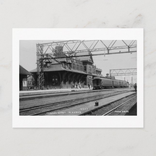 Tunnel Depot, Port Huron, Michigan  - Louis Pesha Postcard (Front)