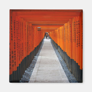 Tunnel of red shrine gates at Fushimi Inari, Kyoto Magnet
