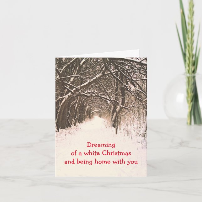 TUNNEL OF TREES IN SNOW/DREAMING OF WHITE CHRISTMA HOLIDAY CARD (Front)