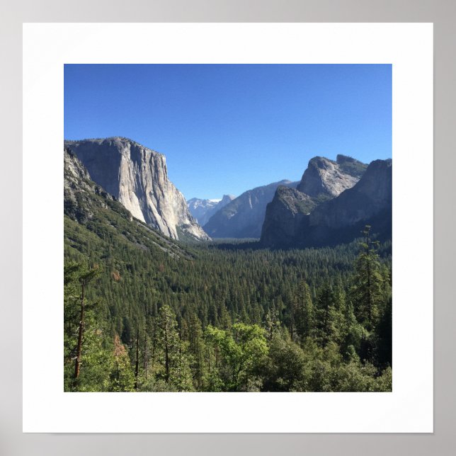 Tunnel View Yosemite Valley Blue Colour Photograph Poster (Front)