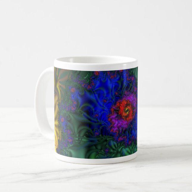Tunnel Vision | Rainbow Fractal Art Wrap Coffee Mug (Front Left)