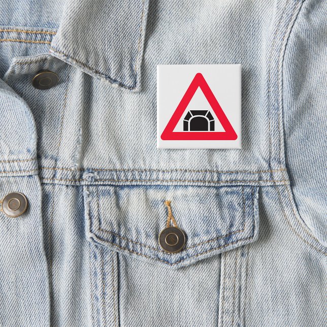 Tunnel Warning Road Sign Traffic Symbol 2 Inch Square Button (Creator Uploaded)