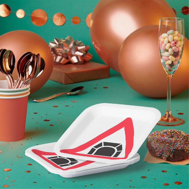 Tunnel Warning Road Sign Traffic Symbol Paper Plate (Creator Uploaded)