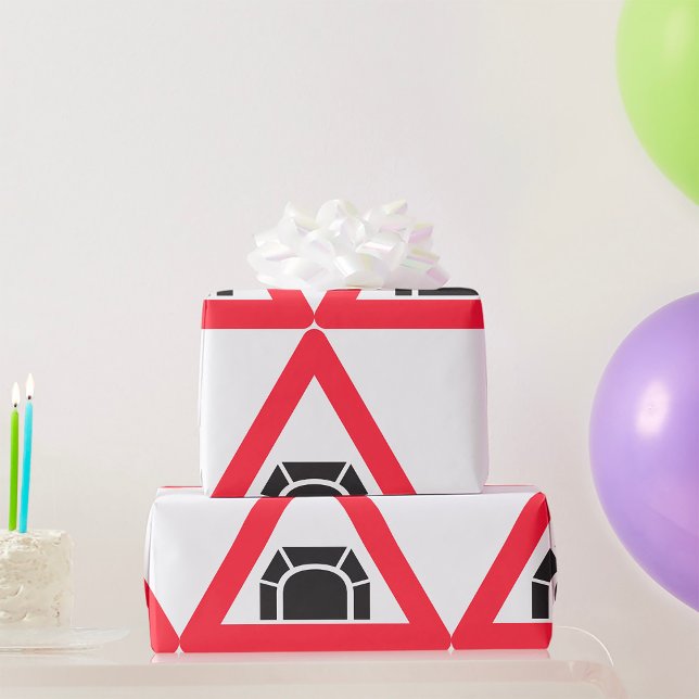 Tunnel Warning Road Sign Traffic Symbol Wrapping Paper (Creator Uploaded)