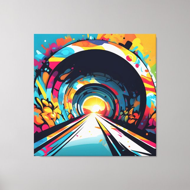 Tunnel With Graffiti Art Canvas Print (Front)