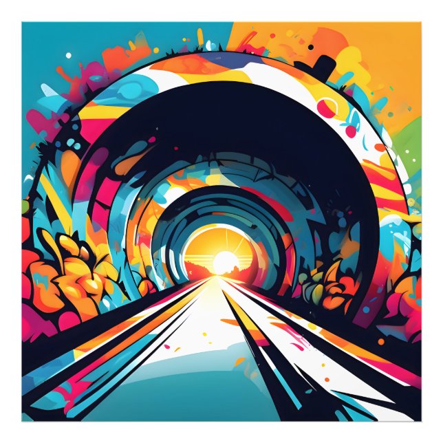 Tunnel With Graffiti Art Photo Print (Front)