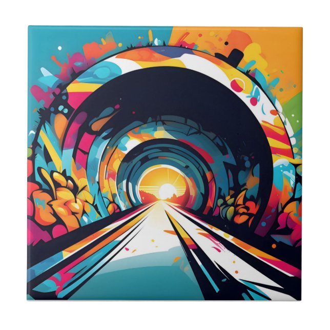 Tunnel With Graffiti Art Tile (Front)