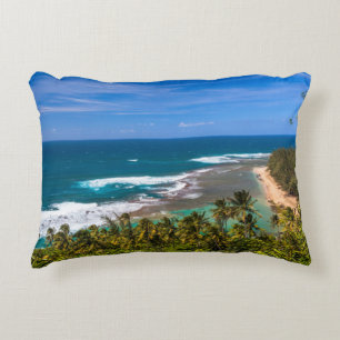 Tunnels Beach as seen from the Kalalau Trail Decorative Pillow