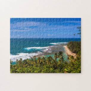 Tunnels Beach as seen from the Kalalau Trail Jigsaw Puzzle