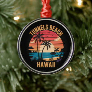 Tunnels Beach Hawaii Family Vacation Metal Ornament