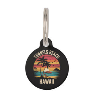 Tunnels Beach Hawaii Family Vacation Summer Sunset Pet Tag